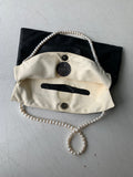 einmalige Handtasche envelope black cream pearls