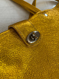 einmalige Handtasche backpack gelb metallic