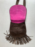 einmalige Handtasche fringe snake brown pink